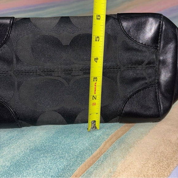  Coach Tote Bag Signature One Shoulder Canvas Leather Black - Picture 5 of 9